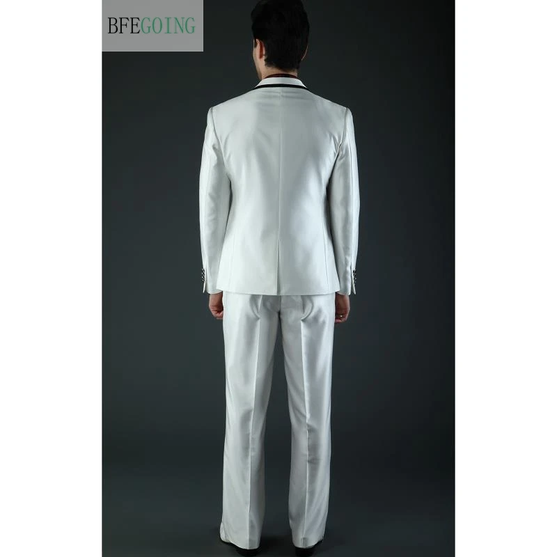 White Flat Single Breasted Wedding Suit Groom wear Tuxedos for Bride Custom made+Pants+Tie