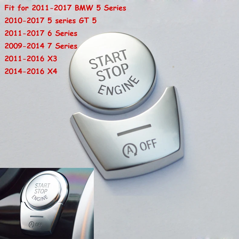 Car Engine Start Button Cover Angelguoguo Car Warning Light button / handbrake AUTO H/ start stop engine button knob cover For BMW 5 GT5 6 7 Series X3 X4