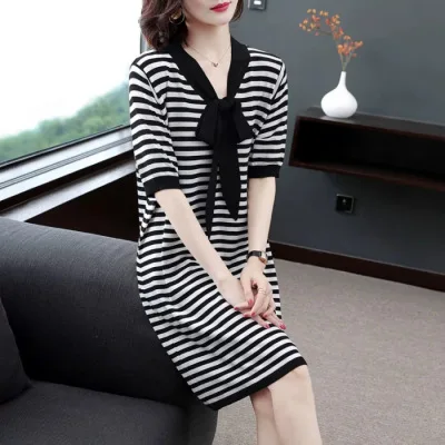 

2019 Summer Popular Skirt Large Size Loose-Fit Slimming Belly Covering Fat Mm Very Fairy of France Non-mainstream Dress Women's