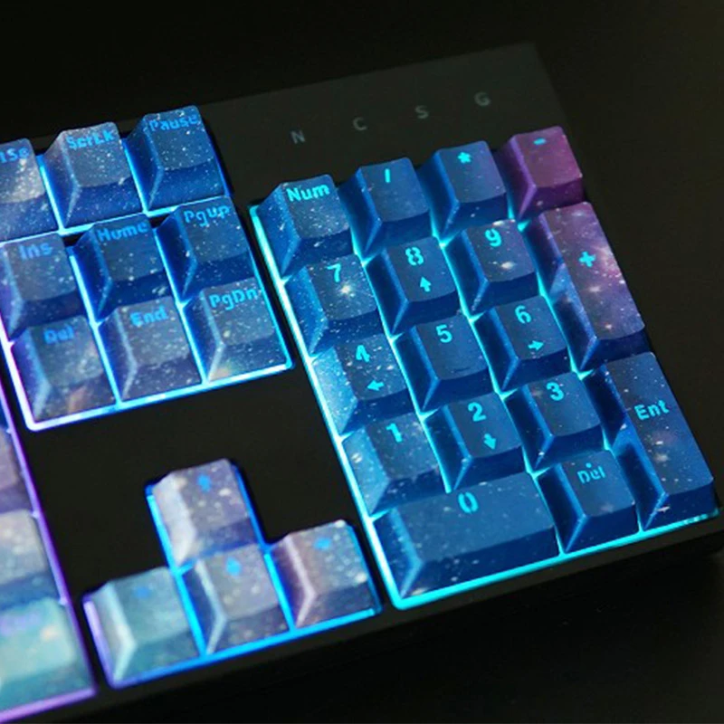 Céu Estrelado Abs Personalidade Teclado Mecânico Keycaps Impressão de Transferência de Água 104 Chaves Tampas Chaves para Filco - Imagem 2