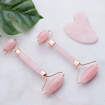 

Quartz Jade Roller Heart Guasha Scraping Board Slimming Face Lift Massager Facial Massage Facial Jade Stone Skin Beauty Care Set
