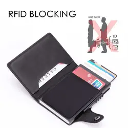 2019 Новый антикражный держатель для карт модный металлический держатель для кредитных карт RFID блокирующий алюминиевый чехол для карт PU