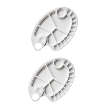 

2 PCS Non-Stick Paint Palette Artist Paint Mixing Tray Palette Oval Shaped Easy Clean Art
