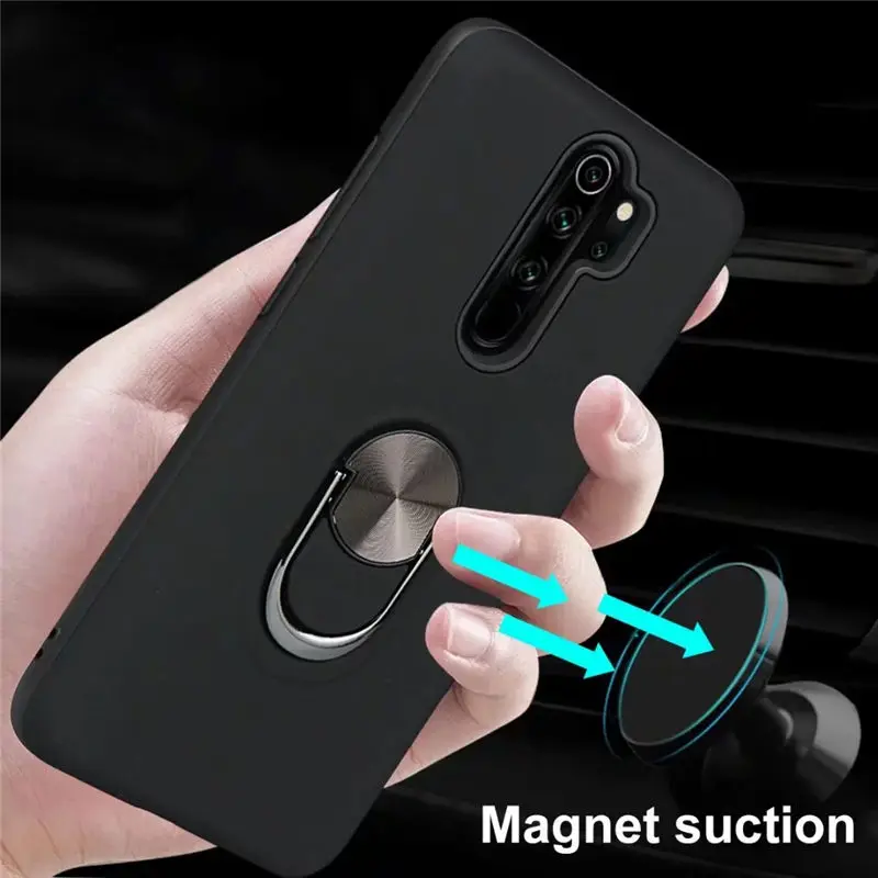 Защитный чехол для Xiaomi Redmi Note 8 Pro с магнитным кольцом на палец автомобильный