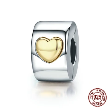 

Fashion 925 Sterling Silver Beads Everbling Jewelry Classic Heart Clip Charms fit Original Pandora Bracelets Women DIY Jewelry