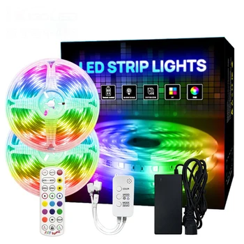 

Smart LED Strip Light Voice Control 12V 5050 SMD Waterproof Music Rgb Strip Lights 24-Key APP Voice Control Lamp Set