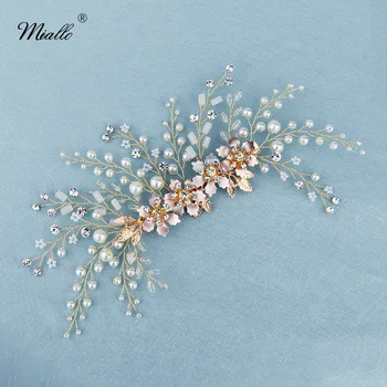 

Miallo Bride Wedding Accessories Handmade Pearl Flower Hair Clips for Women Gold Color Hair Pins Luxury Jewelry Bridal Headpiece