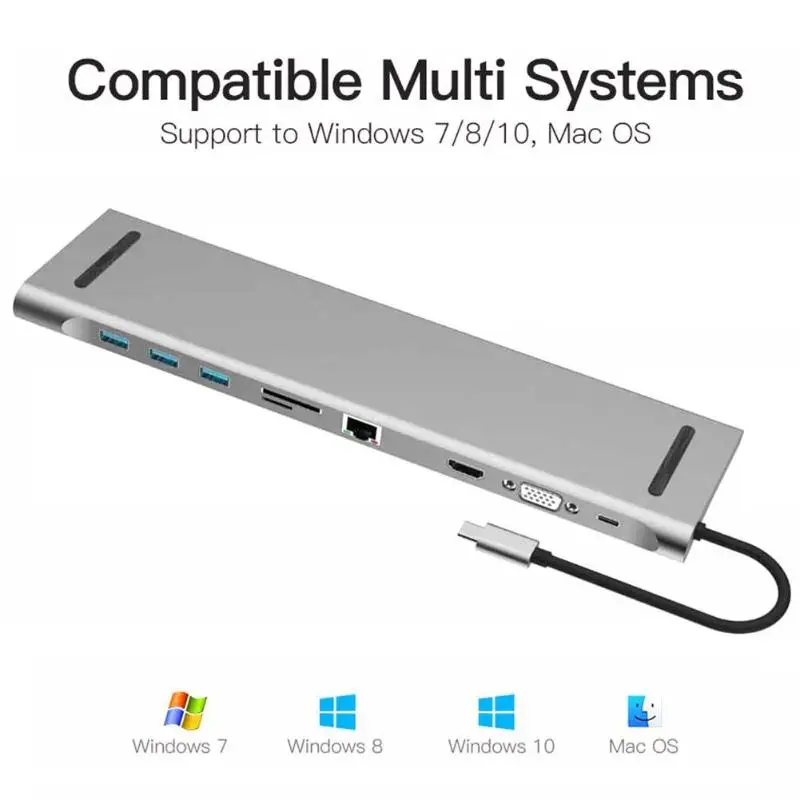 

10 in 1 USB TYPE-C HUB to USB 3.0 HDMI RJ45 TYPE-C Adapter for MacBook Pro