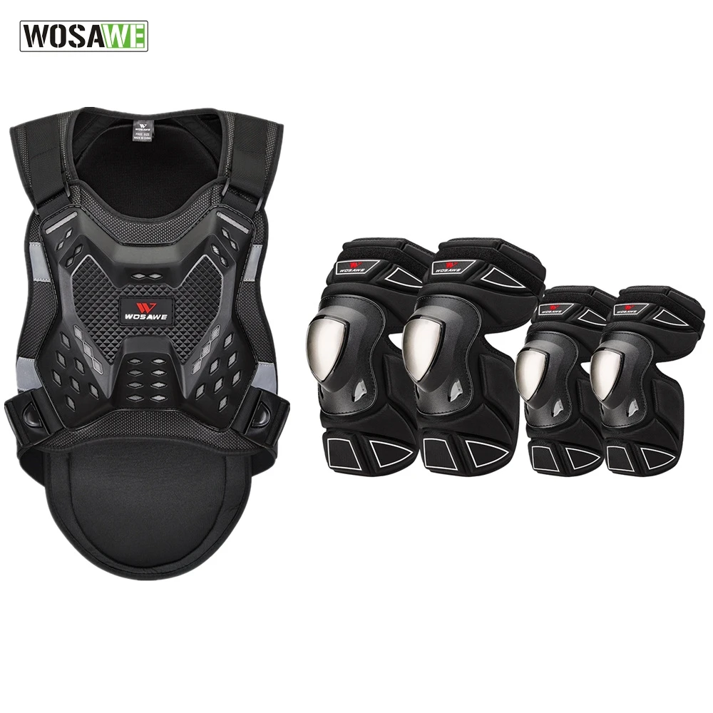 

WOSAWE EVA+PE Snowboard Ski Jacket Motorcycle Armor Vest Chest Back Protector Bike Spine Knee Guards Motocross Gear Adult Jacket