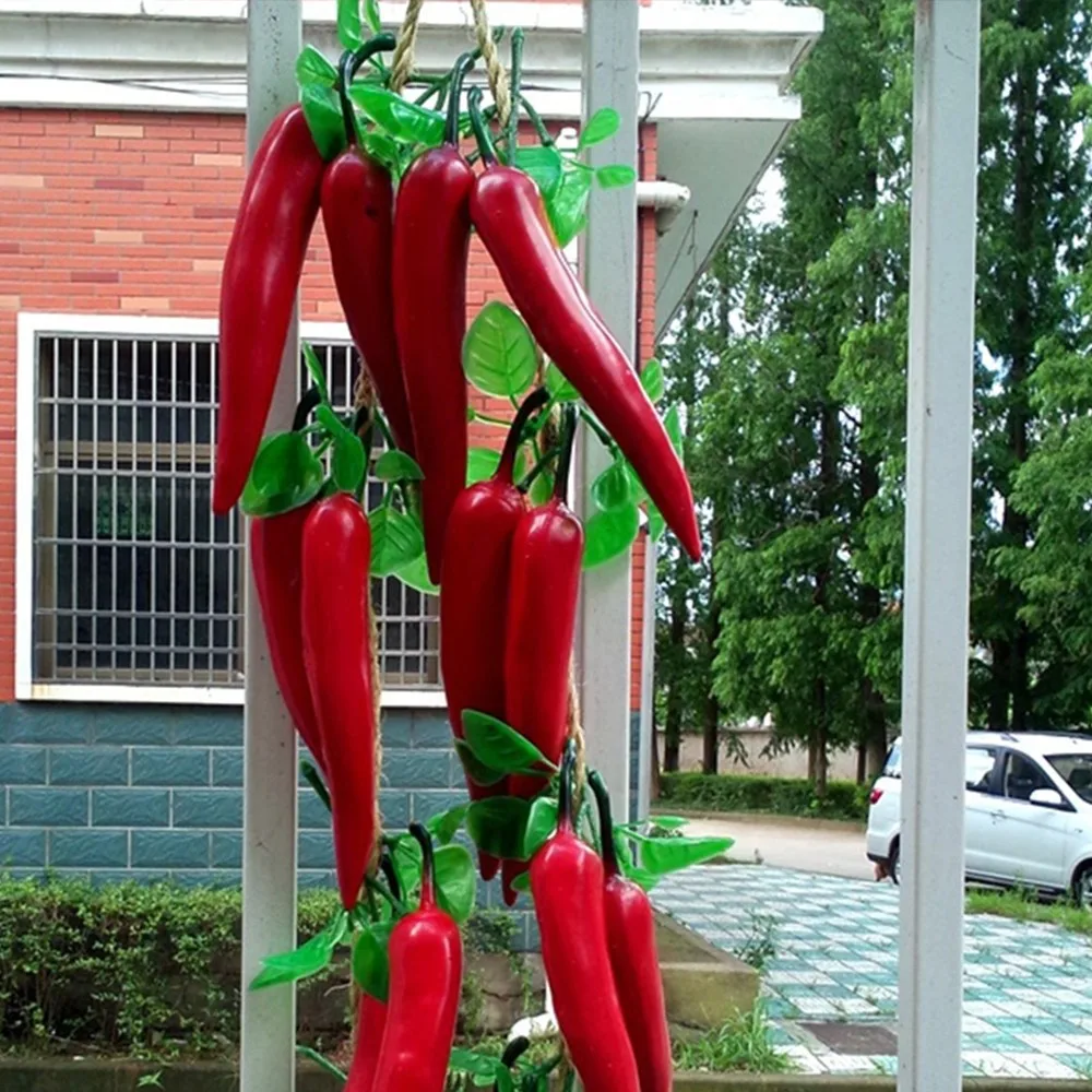 Plastic Simulation Red Pepper Skewer Simulation Fruit And Vegetable Model Rattan String Farmhouse Hotel Decoration