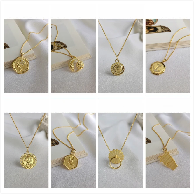 

Harlig sterling silver 925 gold color charm necklace for women allergy free fashion jewelry trendy style