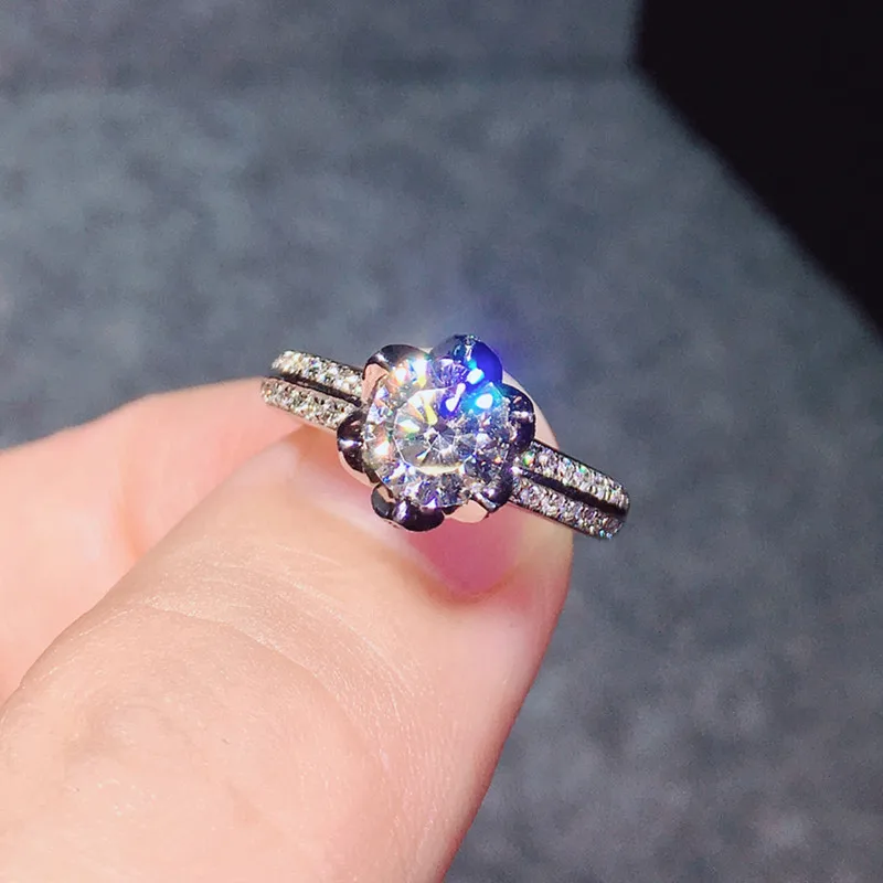 Кольцо Vecalon Solitaire с цветочным обещанием 925 серебряная бижутерия AAAAA Cz обручальные Обручальные кольца для женщин Свадебные украшения