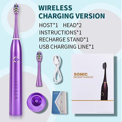 Wireless Purple Kit Электрическая зубная щетка Brosse A Dent Electrique Spazzolino Elettrico IPX7 Водонепроницаемая 1200 сменная зубная головка 5168 - Цвет: Wireless Purple Kit