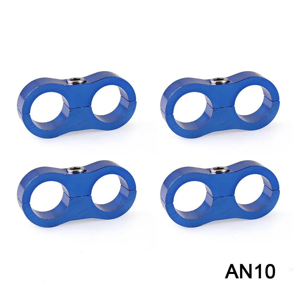 RASTP-4Pcs 20mm Billet AN10 Fuel Hose Tube Seprator Divider Clamp aluminum line separator RS-HR013-4pcs-AN10 - Цвет: blue