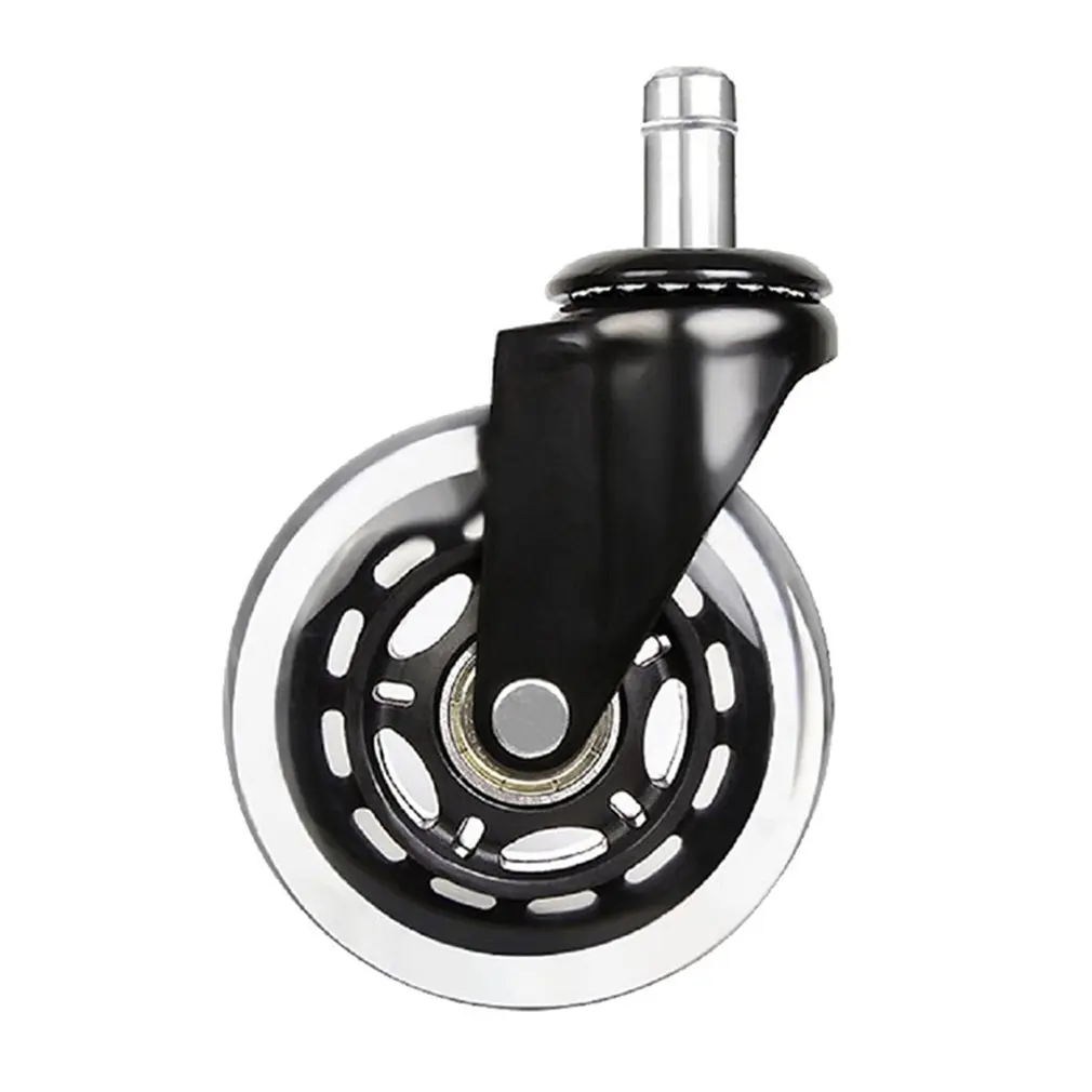 

2.5Inch/3Inch PU Universal Wheel Circlip Caster Black Strong Load Bearing Transparent Wheel Office Chair Silent Wheel Sale