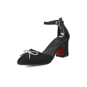 

Big Size Pointed bow sandals with thick heels high heels sandals women shoes woman summer ladies