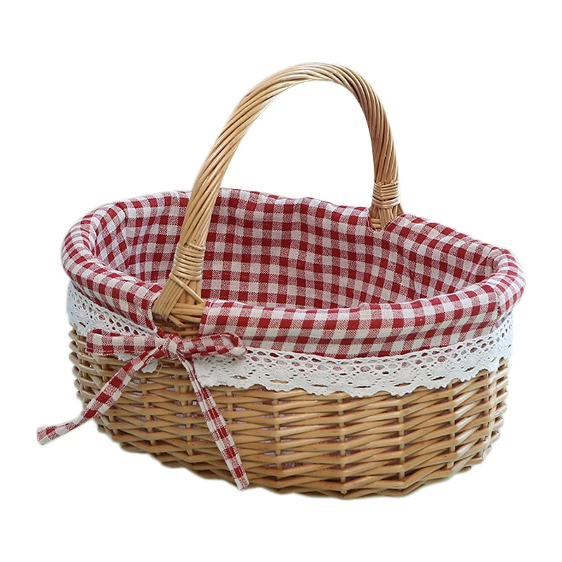 Wicker Basket Gift Baskets Empty Oval Willow Woven Picnic with Handle Wedding Small | Электроника