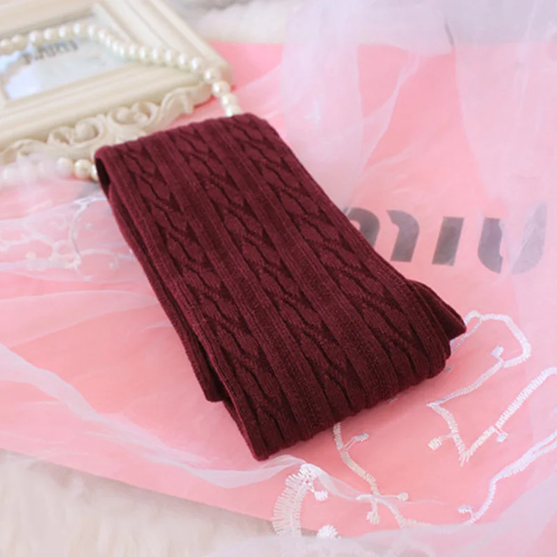 Красный Women Wool Braid Over the Knee Thigh Highs Hose Stockings Twist Warm Winter Hot Stockings - Цвет: Красный