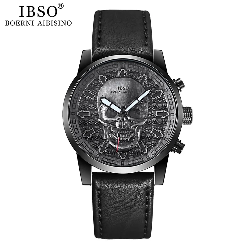 IBSO Brand Skull Quartz Watch for Men 2019 Creative Skullies Sport Men