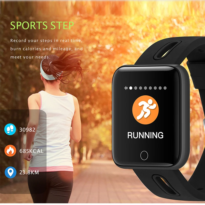 BINSSAW 2020 Men Women Smart Watch  Wristwatch Sport Fitness tracker Pedometer Heart Rate Blood Pressure Watches LED Smartwatch