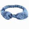 Denim Bow bandeau été femmes mignon oreilles de lapin bandeau étoile rayé nœud papillon bandes de cheveux élastique Turban filles bandeau ► Photo 2/6