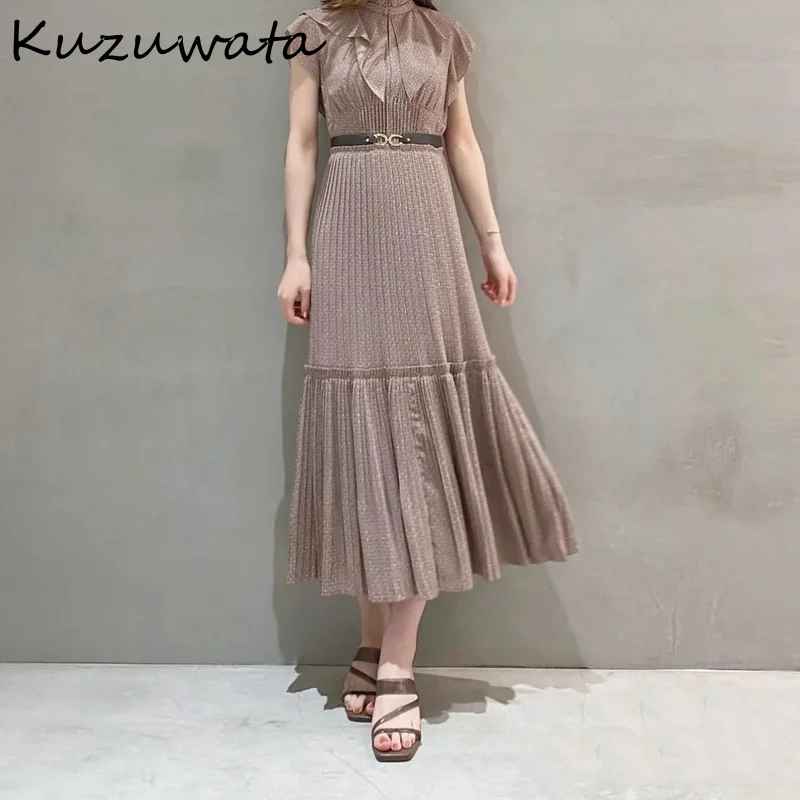 Женское платье с рюшами Kuzuwata однотонное плиссированное в японском стиле
