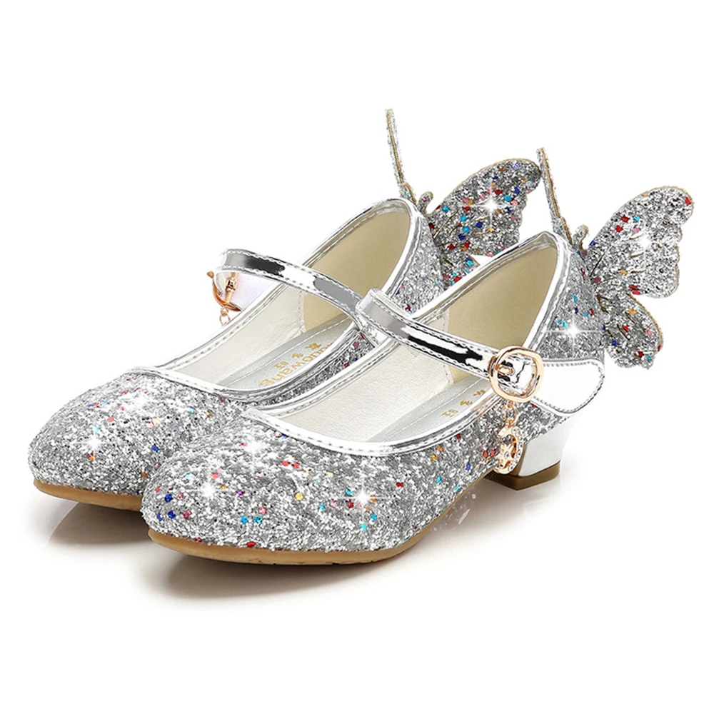 KIDS Fashion Girls Sparkly Dress Shoes,Adorable Kids Party Heels Pumps,Glitter Princess Mary Jane Shoes