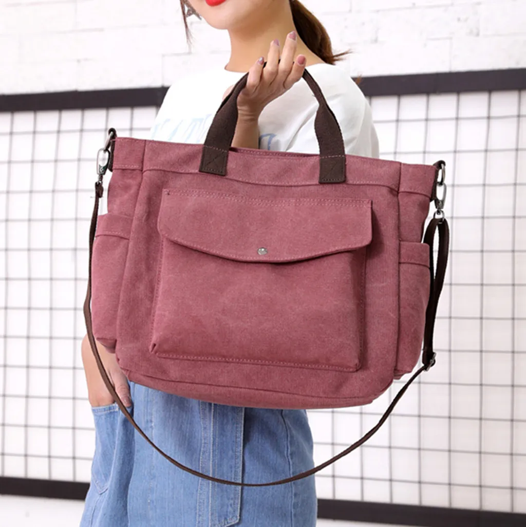 

Fashion Korea new Harajuku Solid canvas female shoulder bag Messenger bag large capacity Casual Preppy Lady Handbags#G2