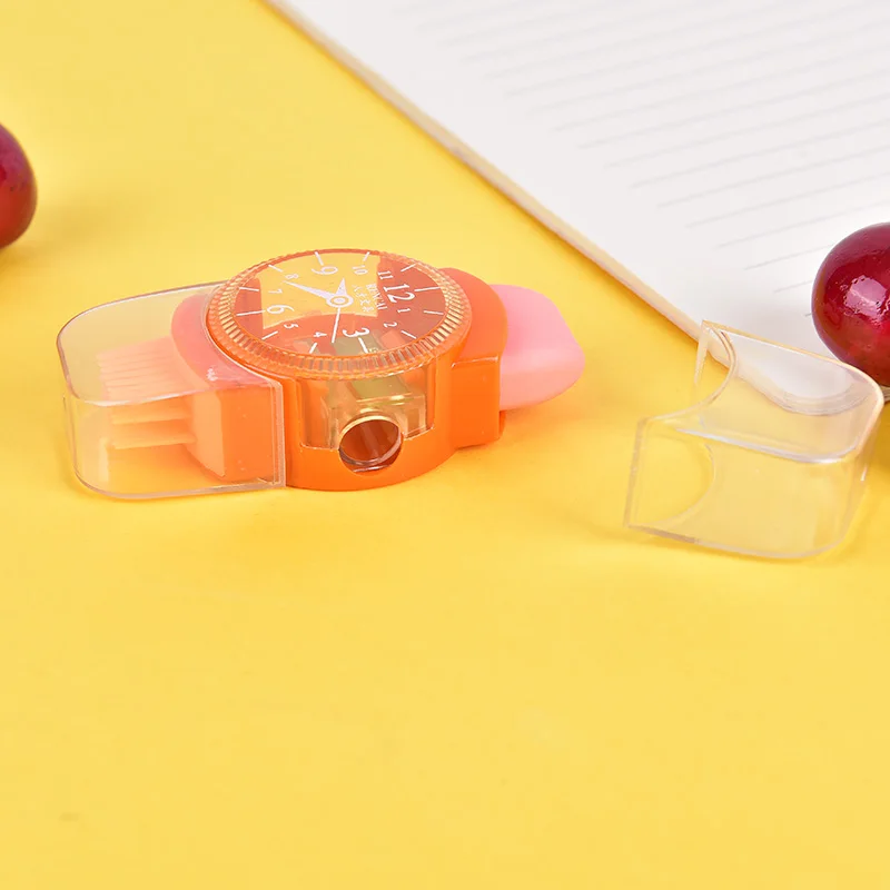 1pc 3 In 1 Wristwatch Modeling Pencil Sharpener with Eraser and Brush Lovely Kawaii School Stationery Supplies