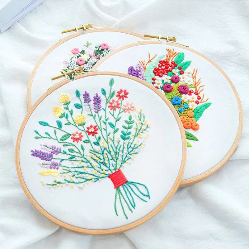 Beauty Flowers Embroidery Ribbon Kit for Beginner Needlework Kits Cross Stitch Arts Crafts Sewing Home Decor | Дом и сад