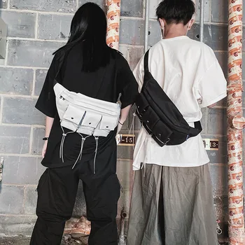 

Large Capacity Hip Hop Men Chest Bag Multifunction Short Travel Crossbody Bag Street Style Youth School Messenger Shoulder Bag