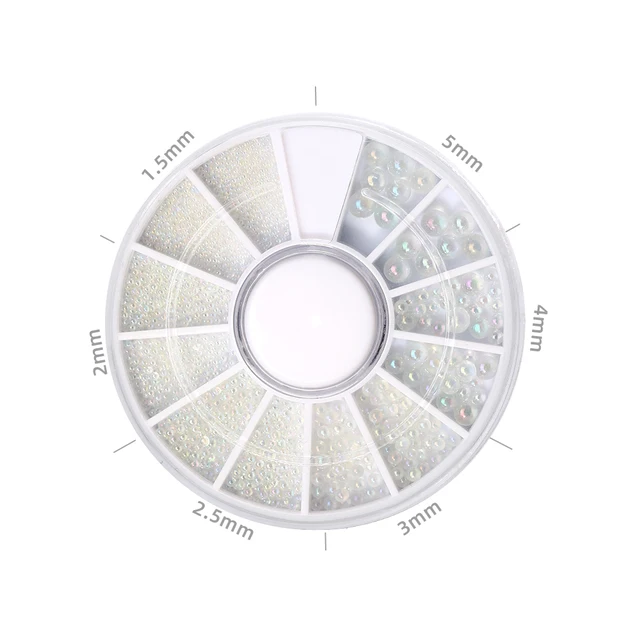 HNUIX Mix Sizes White Nail Art Tips Half Pearls 3d Nail Beads Rhinestone Decoration DIY Beauty Salon Manicure Supply 12