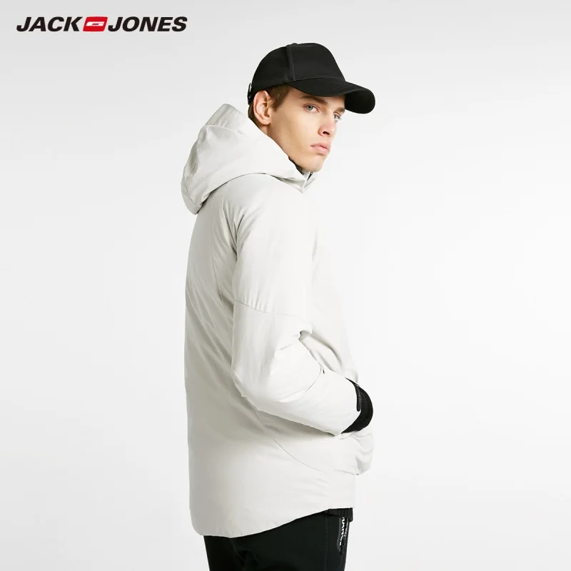 JackJones Мужская Зимняя мода Повседневный пуховик с капюшоном пальто мужская одежда 218312536