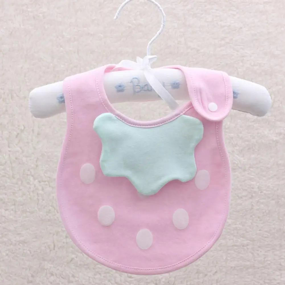 Kuulee 2PCS Baby Sweet Snap Button Cartoon Dual-layer Cotton Towel baby bib cotton multicolor 0-3 years old