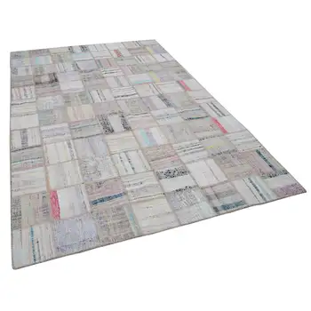 

197x296 Cm Beige Handmade Rugs Patchwork Rug-6x10 Ft