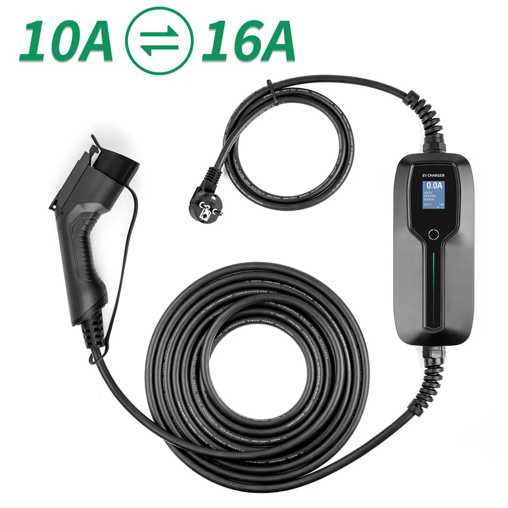 10/16A EV зарядное устройство тип 1 SAE J1772 портативный EVSE зарядный кабель коробка для