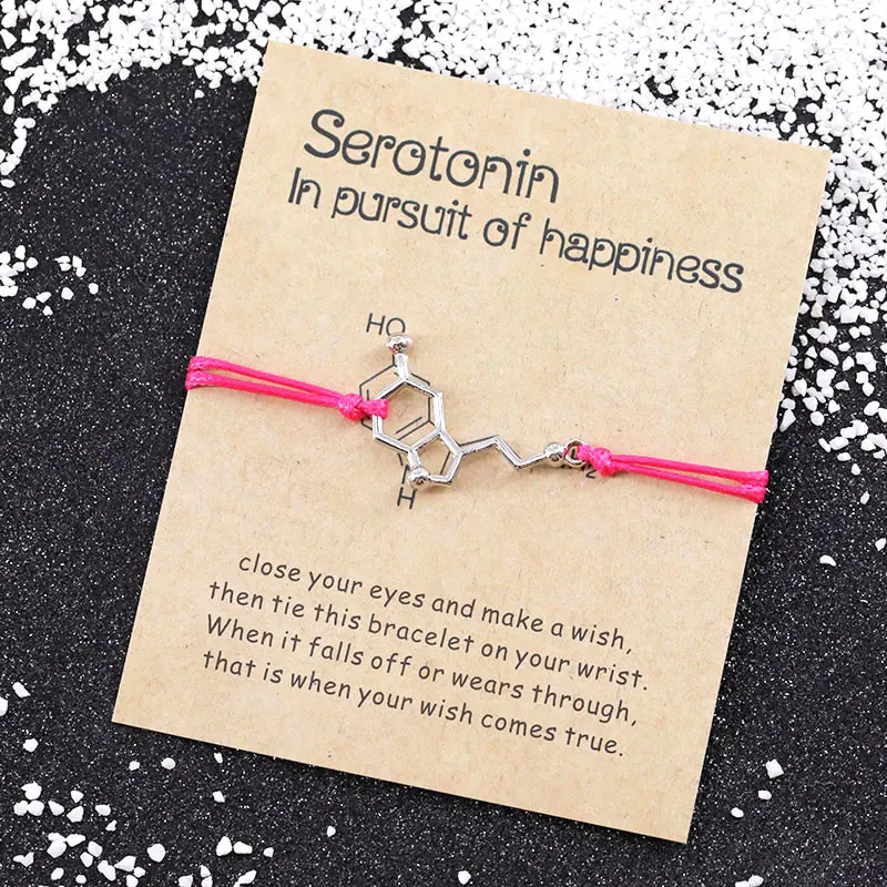 Serotonin Molecule Wish Bracelets 5-HT Bangle Hormone Molecules DNA Bracelet Mental Health Chemistry DNA Bracelet Nurse Jewelry