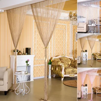

1pc Glossy Line Flash Tassel Curtain Window Door Divider Curtains Home Living Room Curtain Decoration