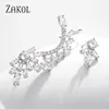 ZAKOL – boucles d'oreilles asymétriques en forme de plume, en zircone cubique brillante, longues boucles d'oreilles pour femmes, bijoux de fête à la mode FSEP2540 ► Photo 1/5