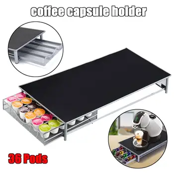 

Stainless Steel 36 Cups Coffee Capsules Shelves Nespresso Coffee Capsules Pods Holder Storage Stand Rack Drawers Organization