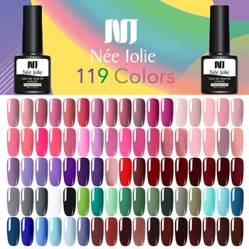 

NEE JOLIE 8ML UV Gel Varnish Nail Polish Set For Gellak Semi Permanent Hybrid Nails Art Off Prime White Gel Nail Polish
