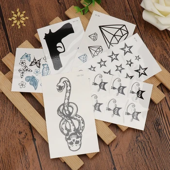 

Waterproof Temporary Tattoo Stickers Courage Dear Heart Mind Letters Design Star Diamond Gun Image Water Transfer Fake Tattoo