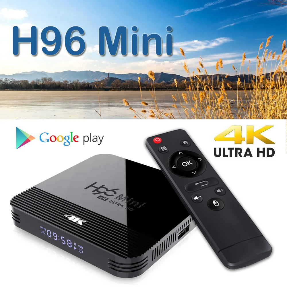ТВ приставка Android четырехъядерный h96 4K Смарт ТВ приставка Android 9,0 Rockchip RK3228A Поддержка 2,4G/5G wifi Bluetooth светодиодный дисплей H96 MINI H8