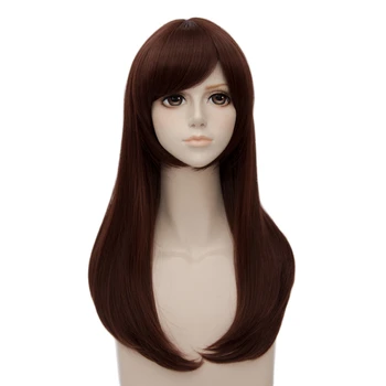 

VICWIG Cosplay Wig Brown Long Straight Synthetic Wig with Bangs Halloween Heat Resistant for Women