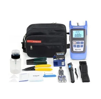 

FTTH Fiber Optic Tool Kit 12pcs/set FC-6S Fiber Cleaver -70~+3dBm Optical Power Meter 10km Laser pen