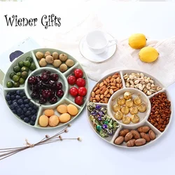 1 pc 6-Compartment Food Storage Tray Dried Fruit Snack Plate Appetizer Serving Platter for Party Candy Pastry Nuts Dish