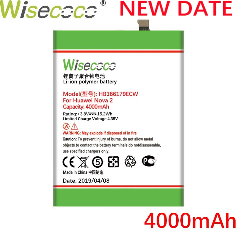 Wisecoco HB366179ECW 4000 мАч Батарея для huawei Nova 2 Nova2 PIC-AL00 PIC-TL00 PIC-L29 PIC-LX9 PIC-L09 Батарея