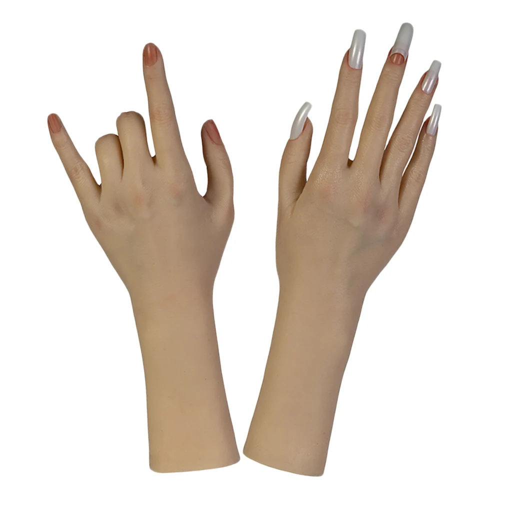 Female Flexible Soft Mannequin Model Hands for Tattoo Practice, Nail Rings Watch Display, Art Drawing