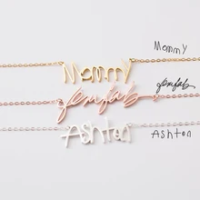 Personalized Custom Actual Handwriting Necklace BFF Stainless Steel Silver Gold Chain Choker Necklace Women Girls Custom Jewelry