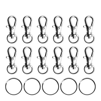 

100 Pcs Metal Swivel Clasp Lanyard Clips Snap Hooks Lobster Claw Clasp with Key Rings for Crafts Jewellery Making Findings
